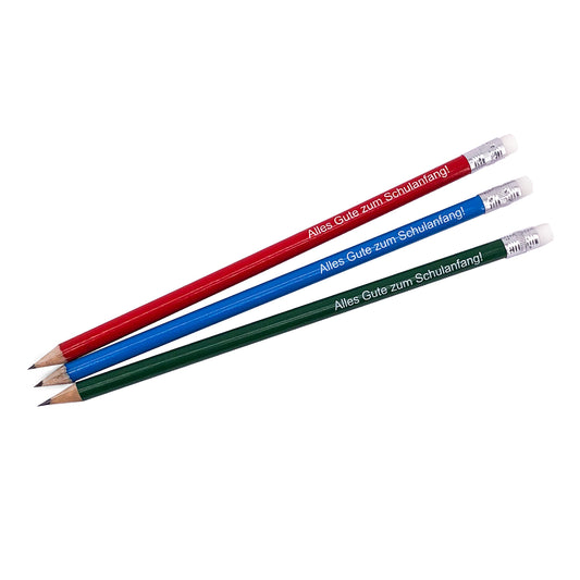 3er Bleistiftset mit Aufdruck "Alles Gute zum Schulanfang"