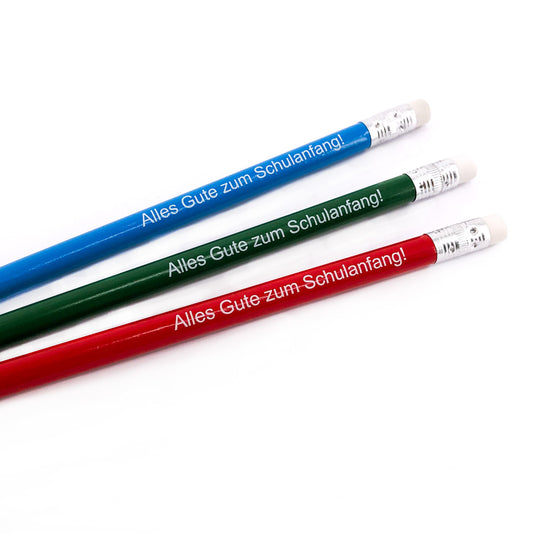 3er Bleistiftset mit Aufdruck "Alles Gute zum Schulanfang"