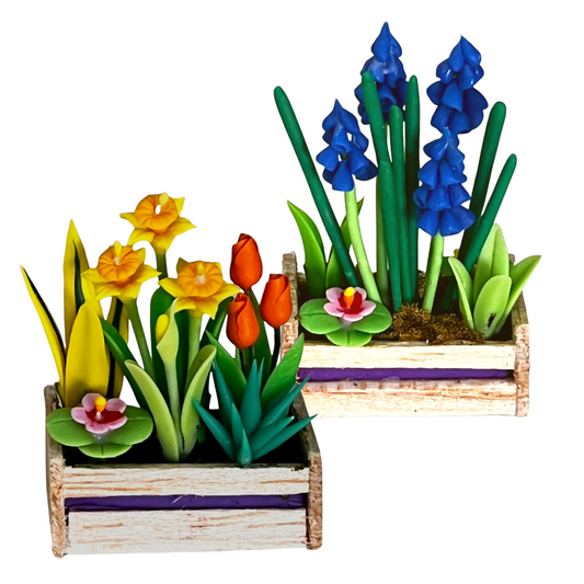 Frühlingsblumen orange | blau