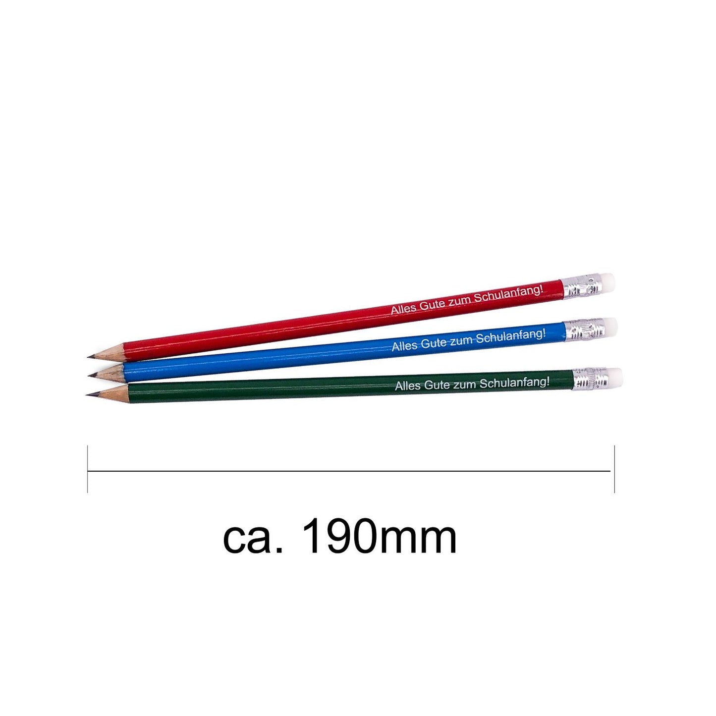 3er Bleistiftset  mit Aufdruck "Alles Gute zum Schulanfang"