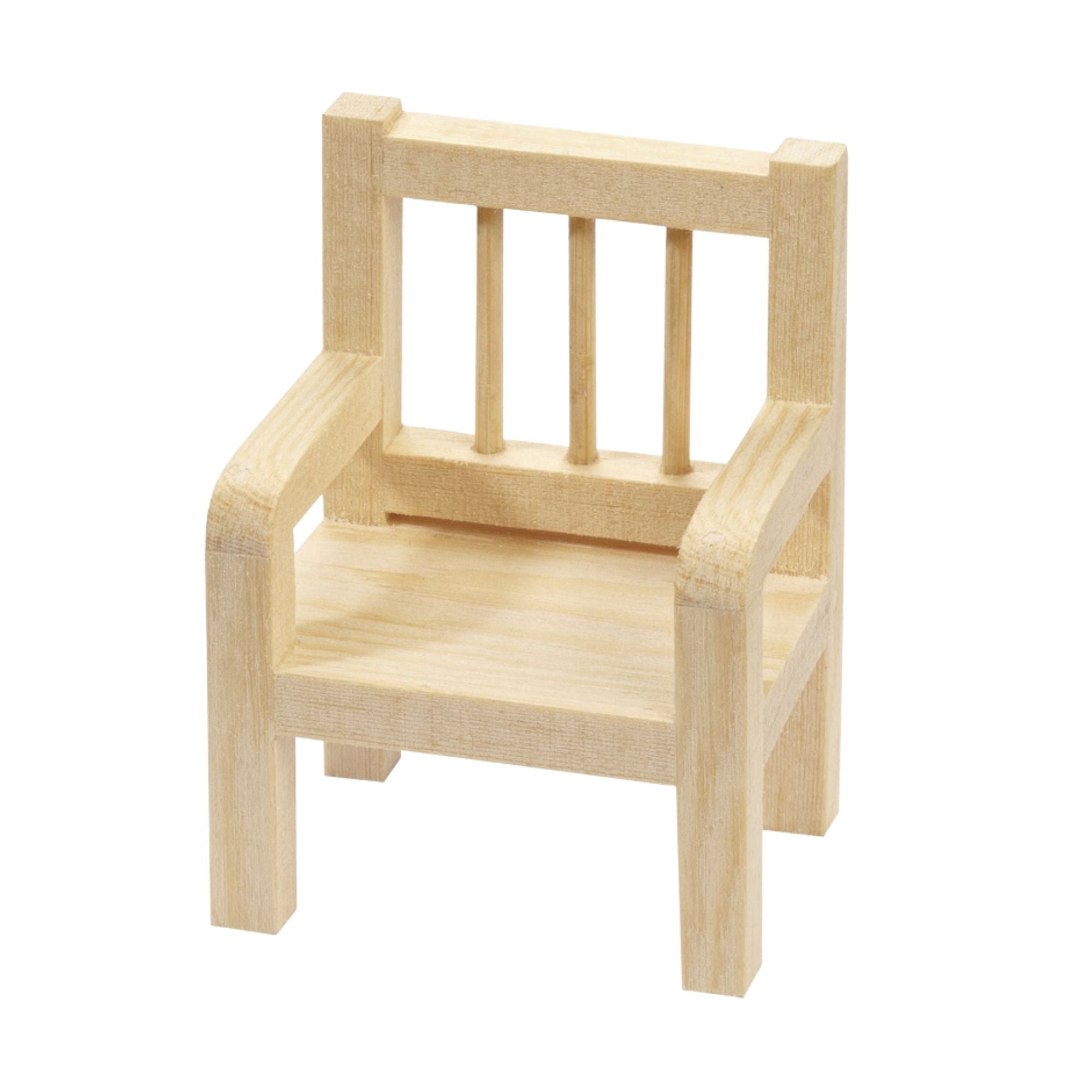 Wichtel Zubehör Möbel Miniatur Tisch und Stuhl Holz 4,5 x 4 x 3,5 cm -  2-teilig